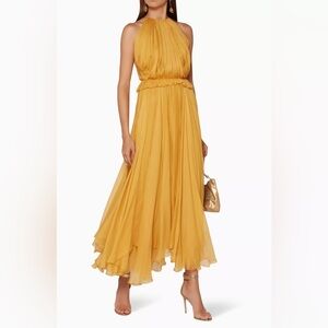 NWOT Maria Lucia Hohan Frill Halter Silk Maxi Dress